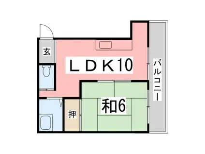 TKマンション(1LDK/4階)の間取り写真