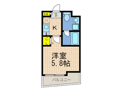 アルファ神戸元町(1K/6階)の間取り写真
