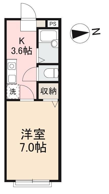 サイエンスアパートメント(1K/2階)の間取り写真