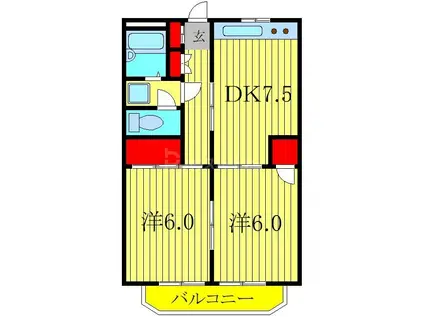 パレス富士見台(2DK/2階)の間取り写真