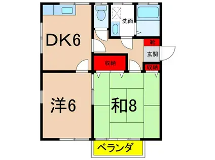 ハイツ小川5(2DK/2階)の間取り写真