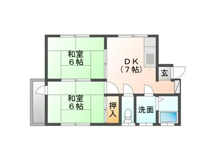 羽藤ビル(2DK/2階)の間取り写真