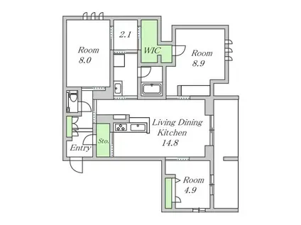 シャーメゾン ケー(3SLDK/1階)の間取り写真