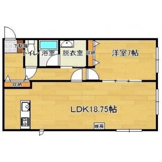 ガーデン人見(1LDK/1階)の間取り写真