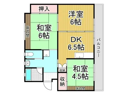 ビレッジハウス伊那福島2号棟(2LDK/4階)の間取り写真