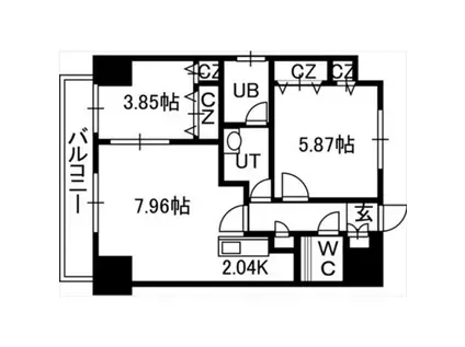 PRIME URBAN 大通東(2LDK/2階)の間取り写真