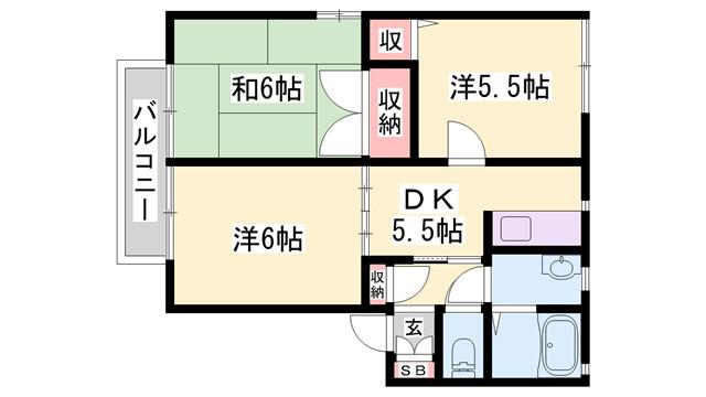 れいんぼうハイツ上滝野(3DK/2階)の間取り写真