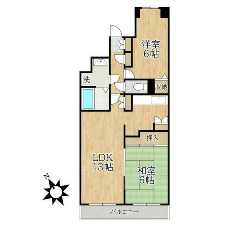 潮ハイツ 6階階 間取り