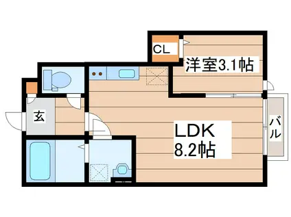 ファインヒルズII(1LDK/1階)の間取り写真