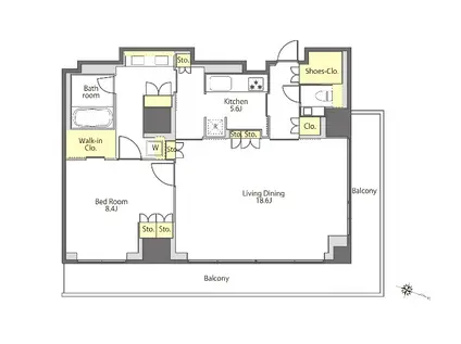 プライムメゾン白金台タワー(1LDK/23階)の間取り写真