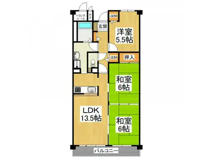 ライオンズマンション大阪狭山弐番館(3LDK/4階)の間取り写真