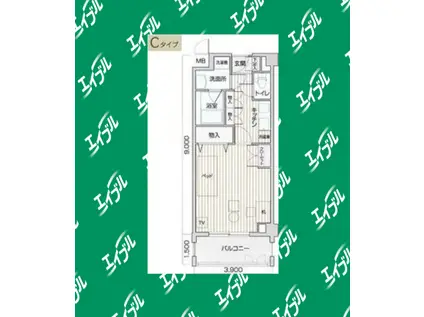 メイビル覚王山(1K/3階)の間取り写真