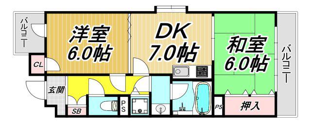 パークヒルズ津田(2DK/3階)の間取り写真