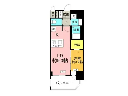 プレサンスNAGOYA覚王山(1LDK/15階)の間取り写真