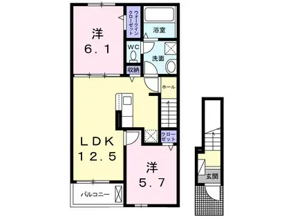 プロスペリテI(2LDK/2階)の間取り写真