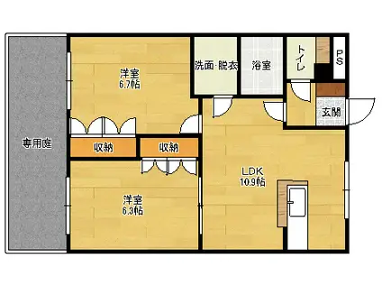 ラペル・シャトー(2LDK/1階)の間取り写真