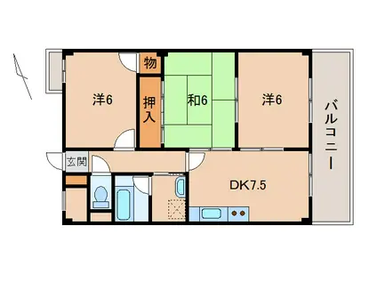 コープマンション舟津(3DK/5階)の間取り写真