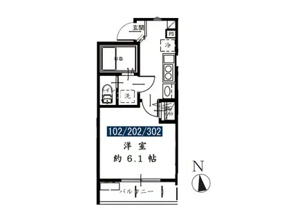 MELDIA幕張町6丁目(1K/1階)の間取り写真
