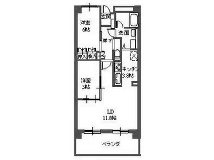 三向ハイツ元今泉(2LDK/8階)の間取り写真