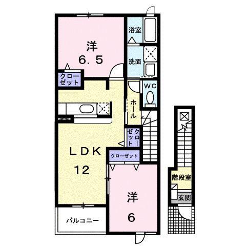 カーサ・アンソレイエ(2LDK/2階)の間取り写真