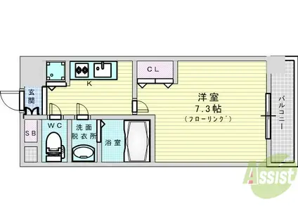 レオングラン新大阪レジデンス(1K/2階)の間取り写真