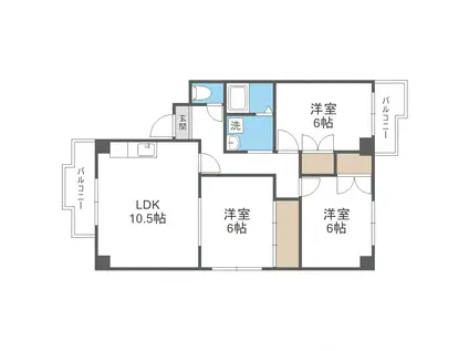 つくしビル(3LDK/4階)の間取り写真
