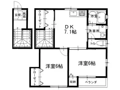 エスペランサ広野6号地(2DK/2階)の間取り写真