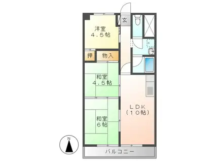 吉田マンション城房(3LDK/4階)の間取り写真