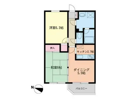 明光高野台(2DK/2階)の間取り写真