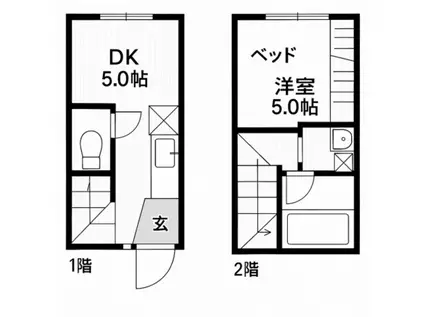 カリブ海老園(1DK/1階)の間取り写真