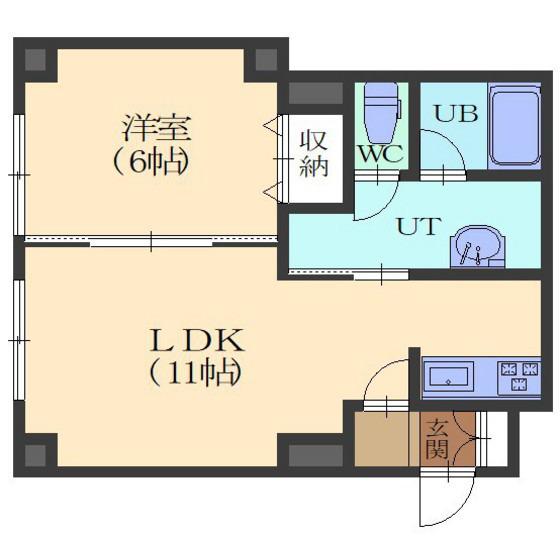 グレイエリア(1LDK/4階)の間取り写真