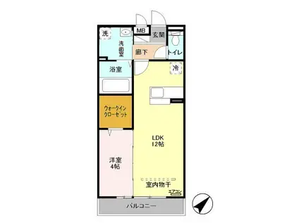 フェルメール(1LDK/3階)の間取り写真