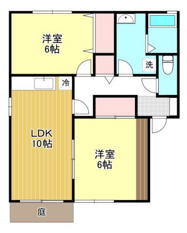 シャルマンサンノコリ(2LDK/1階)の間取り写真