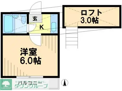 クリアス北坂戸A(1K/2階)の間取り写真