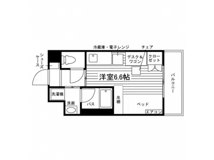 学生会館 ペアレシア愛宕橋(ワンルーム/3階)の間取り写真