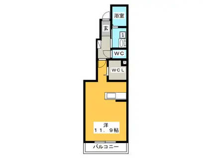 光のフォレスト(ワンルーム/1階)の間取り写真