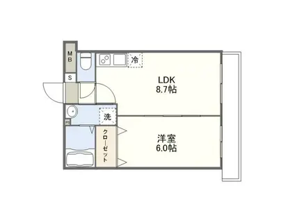 稲荷町Mマンション(1LDK/7階)の間取り写真