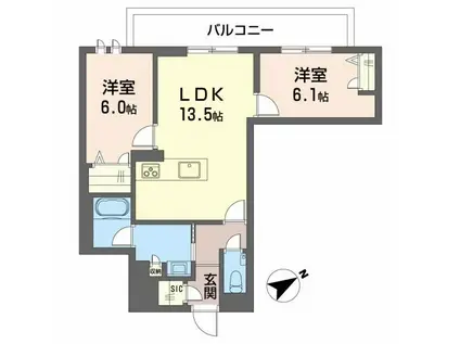 ラウンドアバウト安城(2LDK/2階)の間取り写真