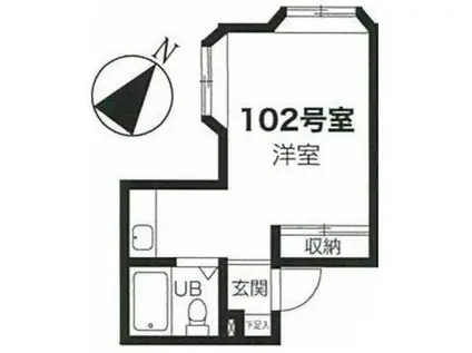 藤間コーポⅡ(ワンルーム/1階)の間取り写真