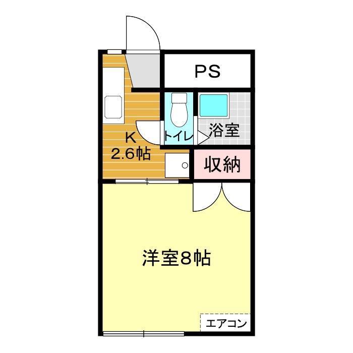 サンビレッジⅠ(1K/2階)の間取り写真