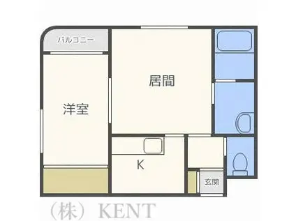 アーバンライフ西町(1LDK/4階)の間取り写真