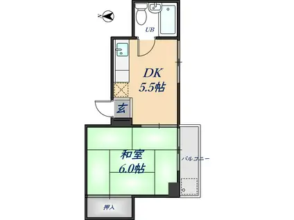 サンエイビル(1DK/2階)の間取り写真