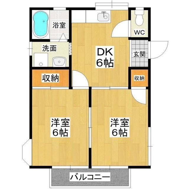 サンハイツ渡辺(2DK/2階)の間取り写真