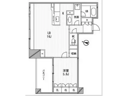 アーデンタワー福島(1LDK/3階)の間取り写真