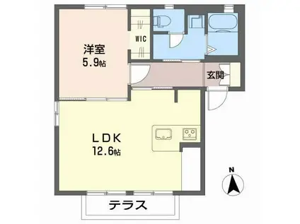 レジデンス城南(1LDK/1階)の間取り写真