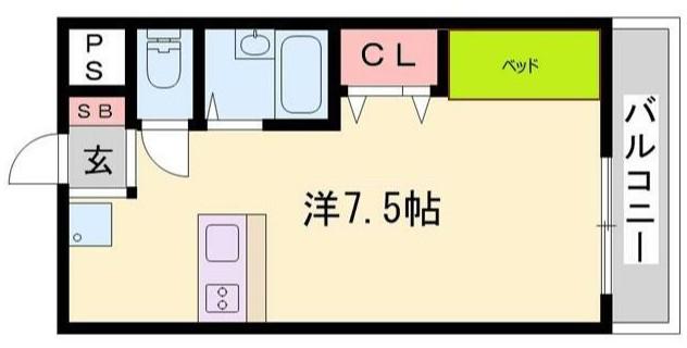 グランデュール松岡(ワンルーム/2階)の間取り写真