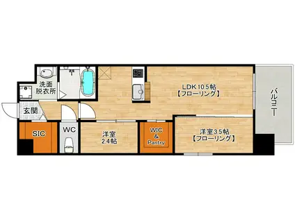 ERFOLG HAKATA(2LDK/2階)の間取り写真