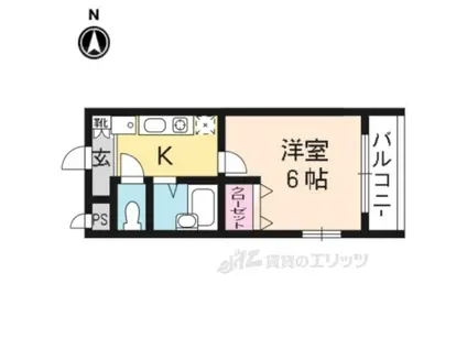 地下鉄烏丸線 今出川駅 徒歩12分 3階建 築27年(1K/1階)の間取り写真