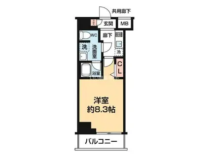 ARCOBALENO KANAMACHIII(1K/8階)の間取り写真