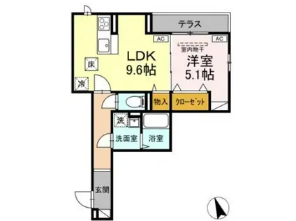 ASSET-COURT堀之内(1LDK/1階)の間取り写真